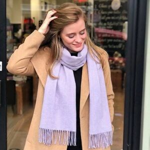 100% Cashmere Vintage Lavender Fringe Scarf
